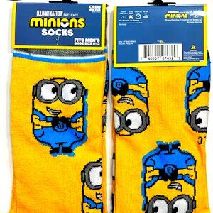 Men's Fashion Novelty Casual Fun MINIONS Crew SOCKS Size 6-12